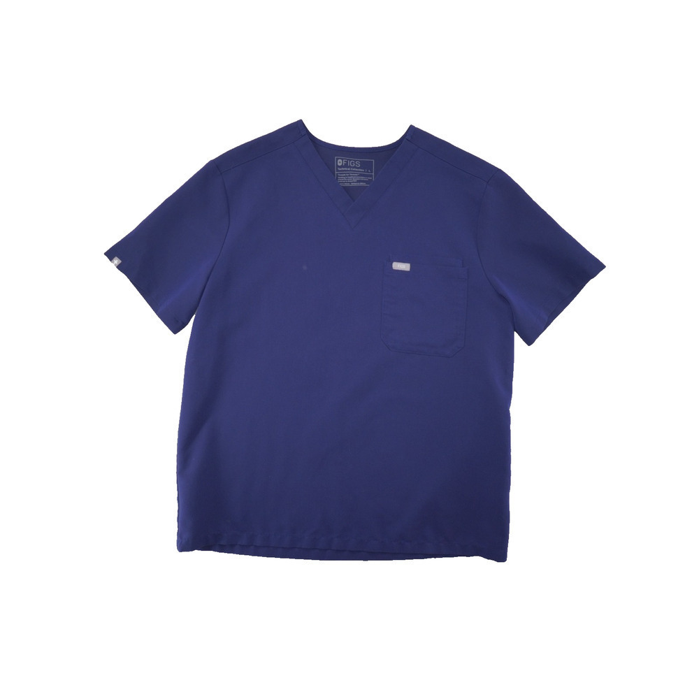 FIGS Technical Collection Scrub Top Royal Blue V-Neck Pocket Size Large L